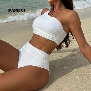 PASUXI - Conjunto de Bikini de Dos Piezas con Hombro Descubierto y Cintura Alta, Traje de Baño Deportivo y Sexy para Mujer, Ropa de <span class=keywords><strong>Playa</strong></span> 2026 - Product Image 1