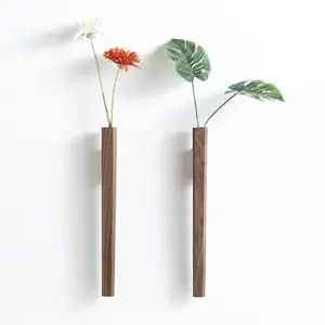 Chunlei OEM Wholesale Wall Mounted Hanging Flower Plants Wooden hydroponic vases Stand For Home Garden Decoration