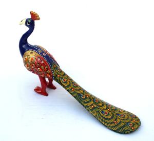 Nirmala Handicrafts - Figura Decorativa de Metal Colorida Hecha a Mano, Modelo de Pavo Real, Tamaño Pequeño, Artesanía de Rajasthan - Product Image 4
