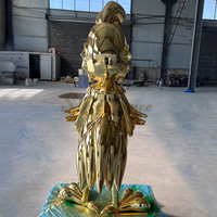 Populaire brillant en fibre de verre dessin animé moderne galvanoplastie couleur or sculpture personnalisation statue d'oiseau