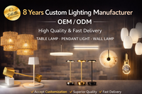 Lampe de bureau moderne vintage tressée à la main, rechargeable USB, sans fil, en rotin, avec variateur tactile, lumière d'ambiance pour fête