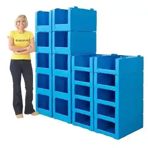 도매 접이식 화이트 블랙 블루 맞춤형 PP 폴리 프로필렌 골판지 플라스틱 따기 상자