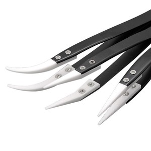 Ceramic Clamping Tweezers Alumina Insulating Black Handle Elbow Shape For Home Repair Tools - Product Image 1
