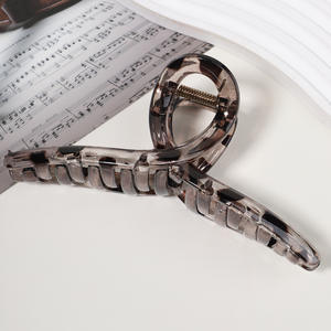 Pinza de Pelo Vintage con Estampado de Leopardo, Diseño Cruzado Grande, Pinza de Pelo con Puntos, Accesorio de Pelo Elegante de Plástico Brillante - Product Image 6