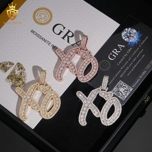 Colgante Personalizado de Letras <span class=keywords><strong>XO</strong></span> de Joyería Hip Hop de Moda con Moissanita VVS de Plata 925, Pasa el Probador de Diamantes - Product Image 4