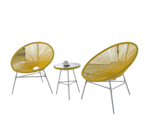 Venta caliente Balcón 3 Pces Acapulco Bianco Bistro Set,PE Rattan Hand Waved Cafe Table and Chairs Set Restaurante - Product Image 1