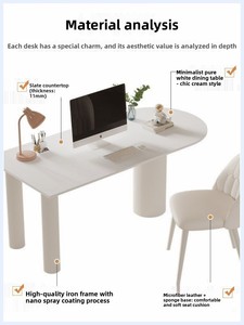 Yipan Island Integrated Small Apartment Household Simple Modern French <b>Computer</b> Office <b>Desk</b> Chair Style Light Metal Stone - Product Image 3