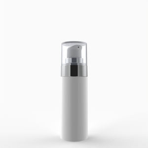 Italian Quality Airless Plastic <b>Bottle</b> Pamela 30 ML Glossy White Airless <b>Dispenser</b> Shiny Silver Metallic Container Packaging - Product Image 2