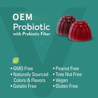 Gummies Probiotiques Véganes à la Pectine avec Fibres Prébiotiques pour la Santé Intestinale et le Soutien Digestif, Saveur Baies, OEM Marque Privée