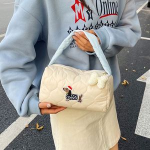 Sac à main pour chiot teckel rembourré en coton, grande capacité, avec fermeture éclair, motif bonbons de dessin animé personnalisable, sac de maquillage - Product Image 4