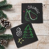 Posavasos de Pizarra Rústica Negra Clásica Ecológica de 10x10cm con Borde Diseñado para Uso en Hogar y Oficina, Venta al por Mayor de Fábrica