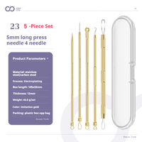 Ensemble de 5 pièces en acier inoxydable doré de 5mm de long ensemble de 4 aiguilles pour le visage directement des vendeurs chinois