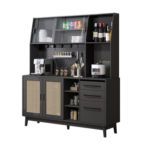 Aparador retro de madera negra de 900 mm+ con gabinete de almacenamiento multifuncional para comedor - Product Image 4