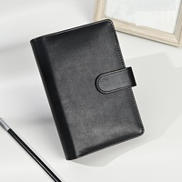 Classeur à anneaux en cuir Pu A6 à six trous avec porte-cartes, classeur à économie de budget pour usage personnel