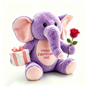 Customized Soft lavender purple sitting <b>elephant</b> plush with blush pink belly, inner ears and paw pads - Product Image 5