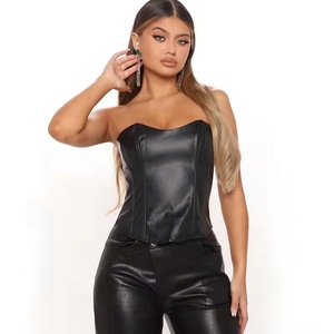 <span class=keywords><strong>Corset</strong></span> Femme Faux Cuir <span class=keywords><strong>Noir</strong></span> <span class=keywords><strong>Rouge</strong></span> Fermeture à Glissière Devant Bustier Corsets Top - Product Image 3