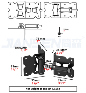 Charnière de portail en acier inoxydable SS304 LA-JL2063-SS, revêtement noir en poudre, robuste pour clôtures de piscine et portails côtiers, stock entrepôt US - Product Image 3