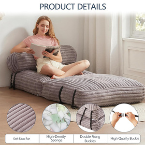 Sofá Modular de Esponja, Forma Cuadrada, Tela de Pana, Sin Marco, Minimalista, Muebles para Sala de Estar, para Adultos, Niños, Mascotas y Bebés - Product Image 4