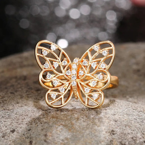 Anello traforato a forma di farfalla per donna, elegante gioiello per l'indice in stile principessa - Product Image 6