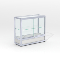 Vitrine en verre verrouillable avec cadre blanc et étagère réglable pour magasin de détail, présentoir à bijoux et à tabac