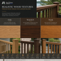 Rampe en aluminium à grain de bois naturel pour clôture de terrasse de jardin, résistante à la rouille, sans entretien, aspect bois, clôture de sécurité