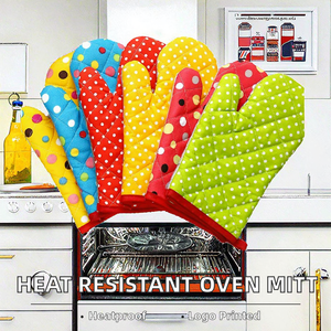 Ensemble de gants de cuisine et de four en coton, résistants à la chaleur, avec logo personnalisé, pour chef, fabricant OEM - Product Image 2