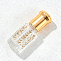 Flacon de parfum hexagonal de luxe en verre avec bille roulante, contenant transparent pour huiles essentielles avec capuchon doré pour voyage et recharge