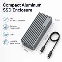 Enclosure SSD M.2 NVMe TBT3/USB4 40Gbps PCIe Gen4 8TB Penyimpanan Eksternal untuk SSD 2230/2242/2260/2280