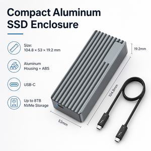 TBT3 M.2 USB4 NVMe SSD Enclosure 40Gbps PCIe Gen4 8TB จัดเก็บข้อมูลภายนอกสำหรับ2230/2242/2260/2280 SSD - Product Image 5