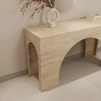 Table console en marbre Dream Home, avec découpe en arche romaine, structure en dalle massive et centre creux, mobilier d'appoint moderne pour entrée