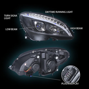 2007-2011C Clase W204 Halógeno/<span class=keywords><strong>LED</strong></span> Actualización a <span class=keywords><strong>LED</strong></span> Conjunto de faros modificados Luz de circulación diurna - Product Image 6