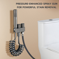 Ensemble de douchette WC moderne en aluminium spatial, finition bronze brossé, double commande, poignée unique, avec cartouche céramique, pour bidet féminin
