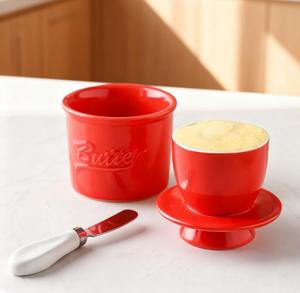Beurrier français personnalisable et écologique avec couvercle, en céramique durable et silicone, pour la cuisine domestique, design européen - Product Image 3