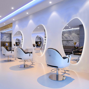 Muebles Modernos Blancos para Salón de Barbería, Silla de Peluquería y Espejo, Interior de Estudio de Belleza Comercial - Product Image 3