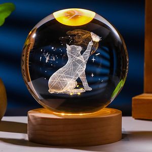 6cm Wooden Base Led Night <b>Light</b> Dolphin Snow Man Crystal Ball <b>Light</b> - Product Image 1