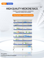 Armoire à pharmacie hospitalière en fer de style moderne personnalisée avec porte vitrée pour ordonnances, présentoir et étagère à médicaments