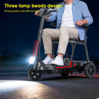 Scooter de mobilité senior d'extérieur pliable à 3 roues, portable, 14 kg, en aluminium, double batterie, 40 km d'autonomie, grand panier, éclairage LED lumineux