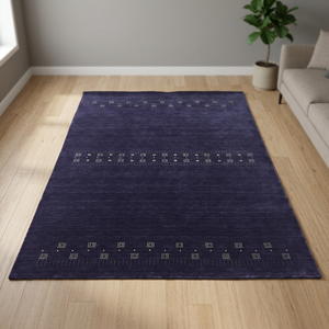 Tapis rectangulaire moderne en laine Lori Gabbeh tissé à la main, à poils moyens, antidérapant, lavable, adapté aux animaux domestiques, pour salon - Product Image 2