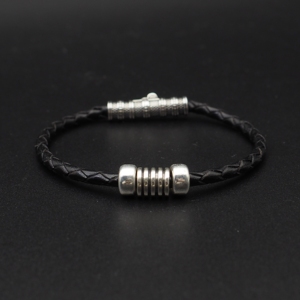 Bracciale in vera pelle intrecciata con cinturino personale con nome a sfera in argento regalo per la festa del papà - Product Image 6