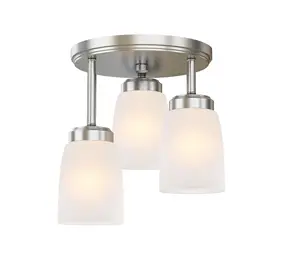 Moderne 3 Licht Semi Inbouw Plafondlamp Lamp Met Witte Glazen Kap