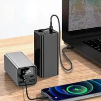 Batterie externe portable 20000 mAh avec charge rapide PD 65W, double port Type-C et USB, affichage numérique, en alliage d'aluminium, pour charge multi-appareils