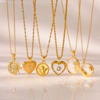 Collar de Lujo para Mujer, Chapado en Oro de 18K PVD, Personalizado, de Acero Inoxidable, con Colgante de Corazón, Sol, Luna, Ángel y Perla, Collares con Dijes Delicados