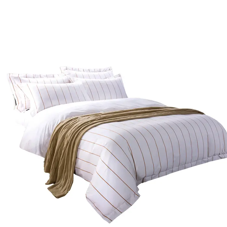 Китайский поставщик, Роскошный Королевский хлопковый простой пододеяльник в полоску для отеля, пододеяльник для отеля марриотта