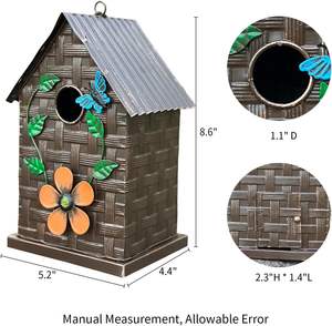 Bunte traditionelle Metalldach hängende Eisen vogel häuser hand bemalte Garten verzierungen Blätter Schmetterling im Freien verwenden Geschenk farbe - Product Image 5