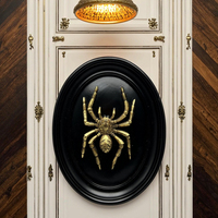 Sculpture murale ovale noire antique écologique Art Déco Araignée dorée Scorpion Coccinelle Vintage Ornement en résine Décoration murale suspendue