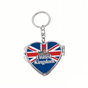 Porte-clés miroir en forme de cœur personnalisé pour touristes, souvenirs de destination, fabriqué au Royaume-Uni, Dubaï, Dublin - Product Image 4