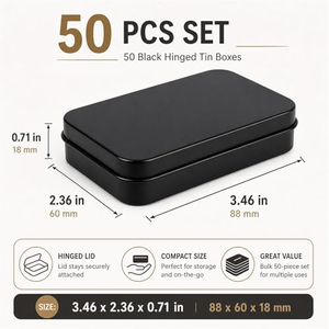 Caja de hojalata negra rectangular vacía personalizada, caja para cartas de póker, pequeña caja de hojalata para dulces y mentas - Product Image 2