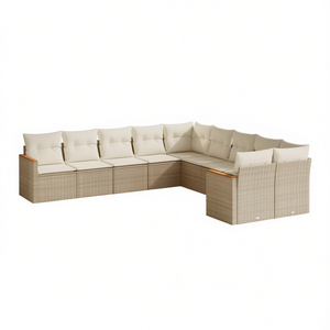 Set di divani da giardino beige con rattan PE resistente ai raggi UV e cuscini in schiuma ad alta densità, design contemporaneo - Product Image 1