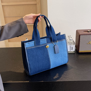 <span class=keywords><strong>Bolsos</strong></span> de mano de mezclilla de gran capacidad, <span class=keywords><strong>bolsos</strong></span> de hombro para mujer con forro de cremallera, monederos grandes para mujer - Product Image 1