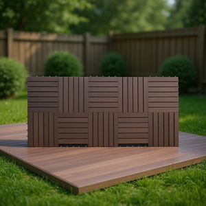 Baldosas de Madera de Acacia de 11.8x11.8 Pulgadas en Gris Lavado, Piso Exterior Encastrable, Diseño Moderno, Impermeable - Product Image 2